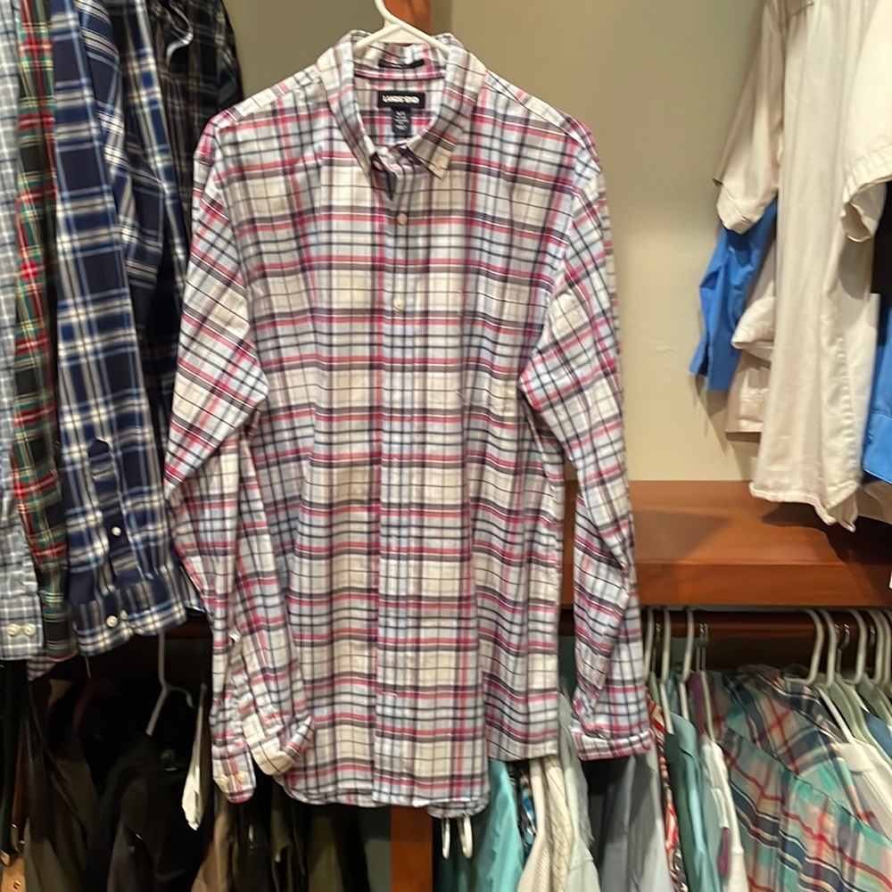 Lands’ End 16-16.5 L/T Tailored Fit No Iron Twill Men’s Button Down Shirt